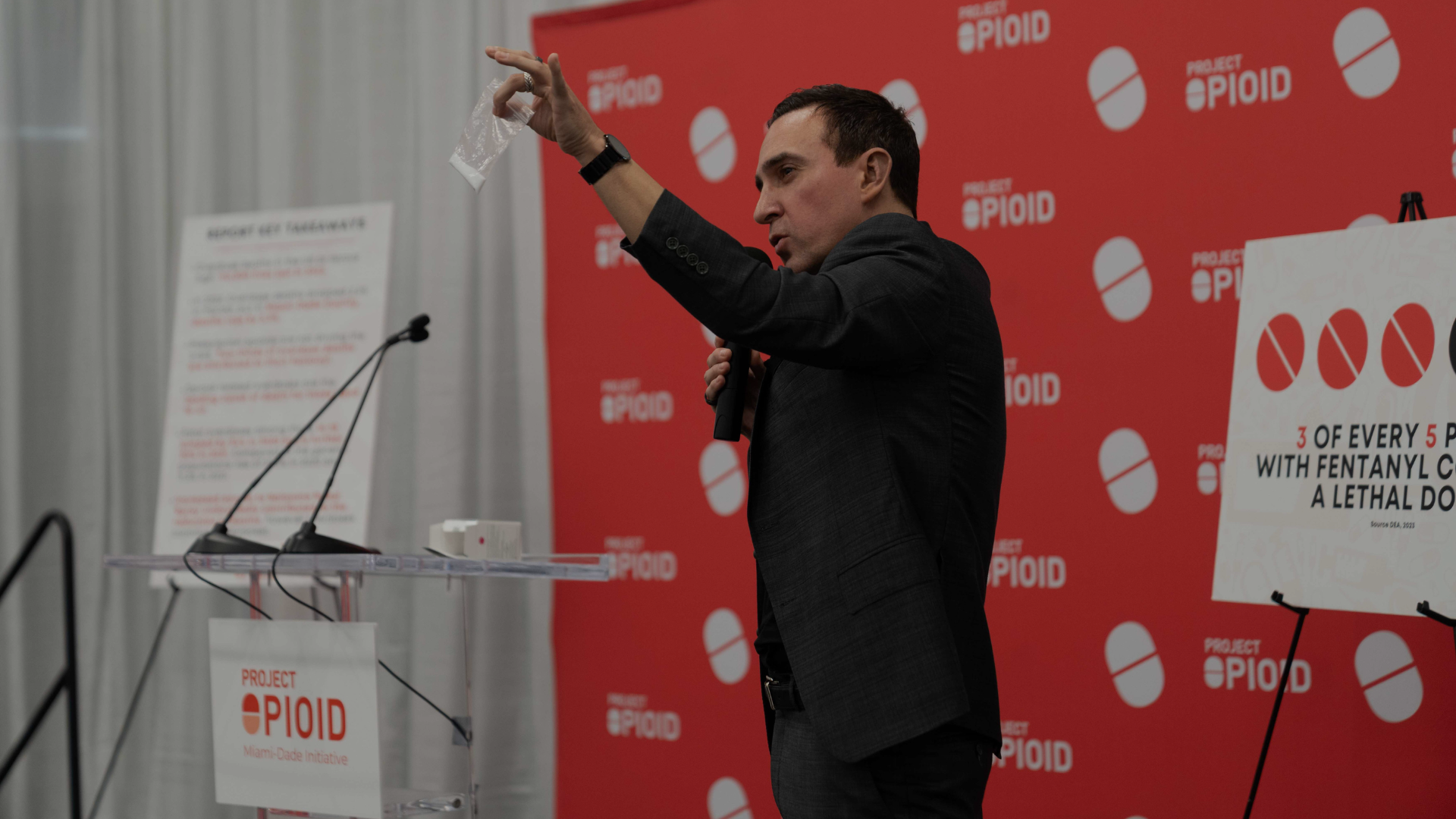 Andrae Bailey, CEO and Founder of Project Opioid, delivers an address on the importance of naloxone in combatting the opioid overdose crisis.